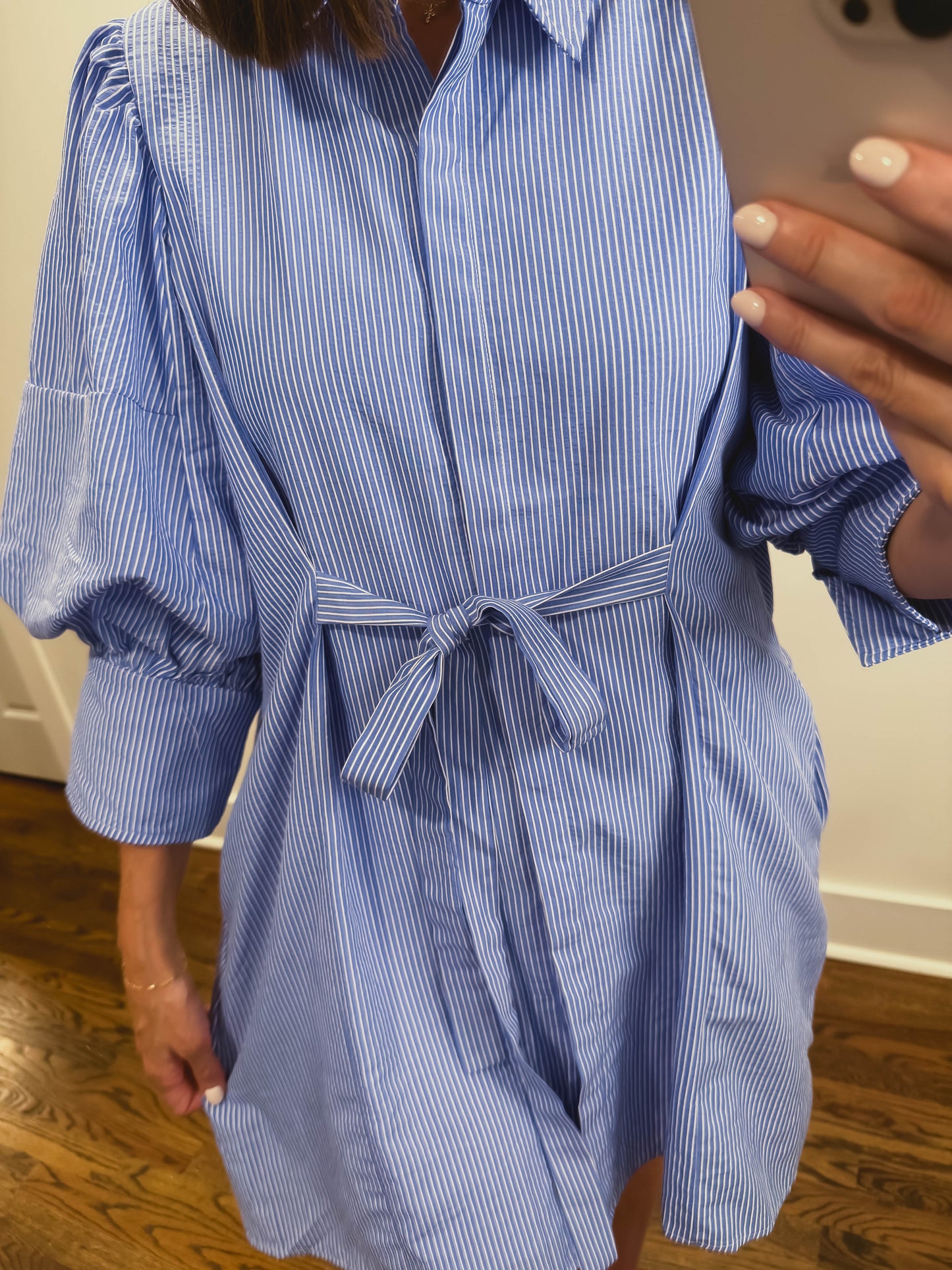 The Harbor Stripe Mini Dress in Blue