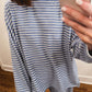 The Morgan Striped Oversized Long Sleeve Top in Blue