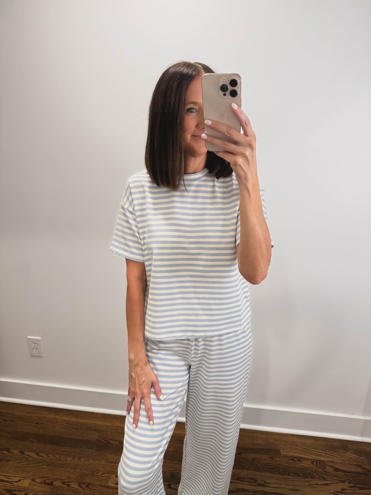 The Sandbar Striped Top in Light Blue