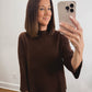 The Marlow Mock Neck Sweater in Brown