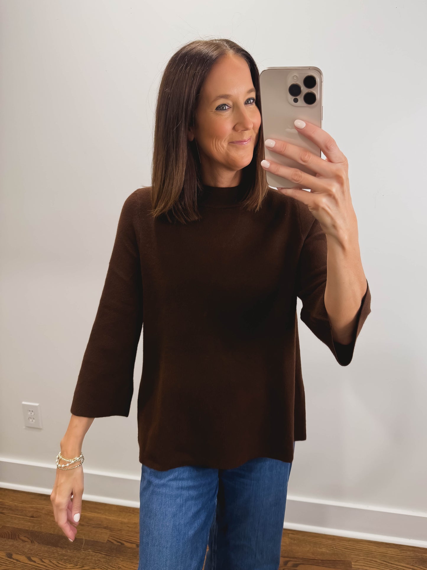 The Marlow Mock Neck Sweater in Brown