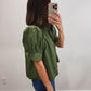 The Willow Short Sleeve Top in Green