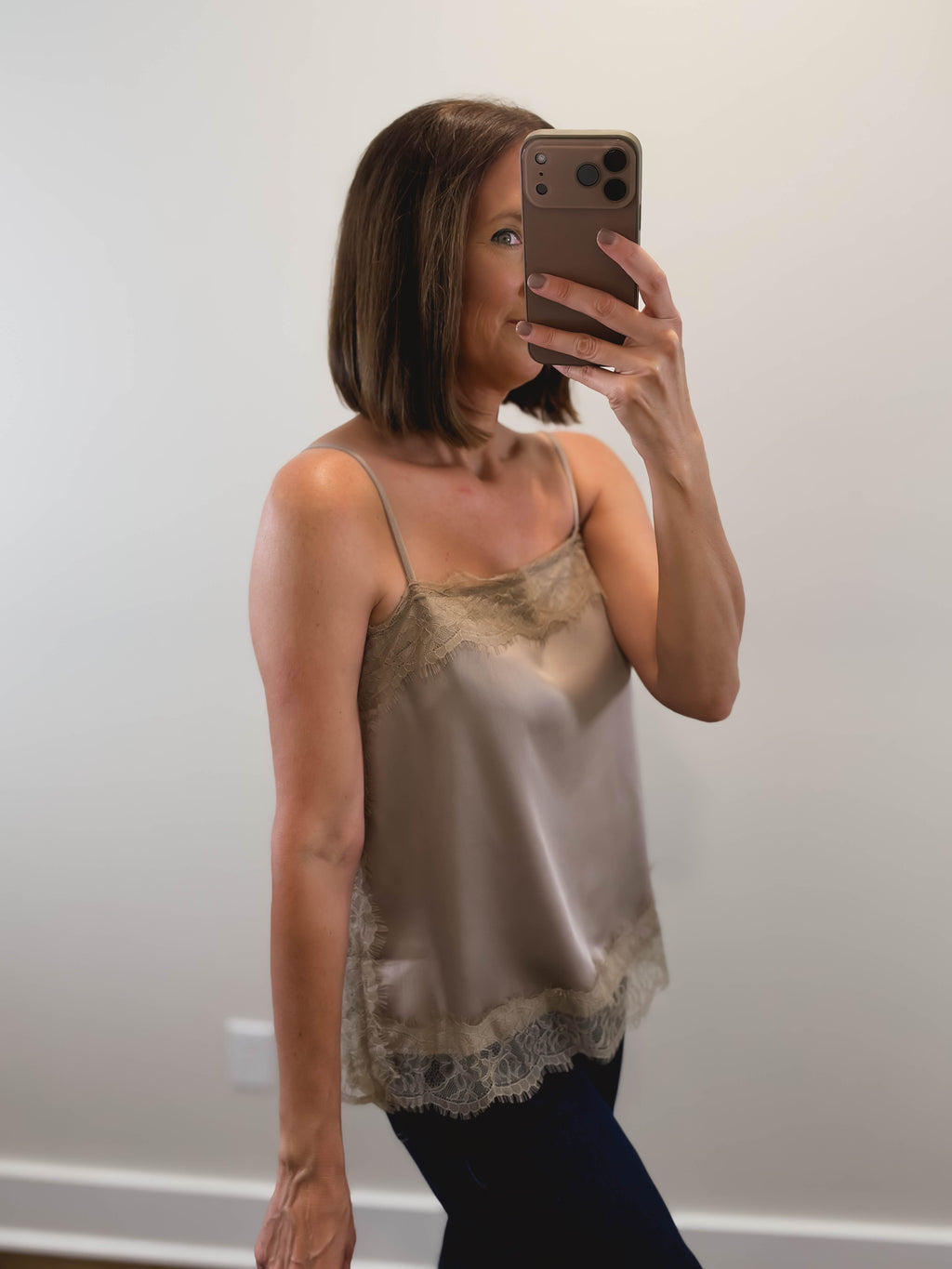 The Lillian Lace Cami in Mushroom