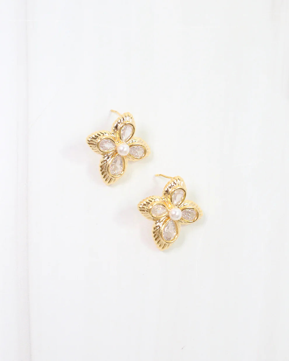 Sienna CZ Flower Earring Gold
