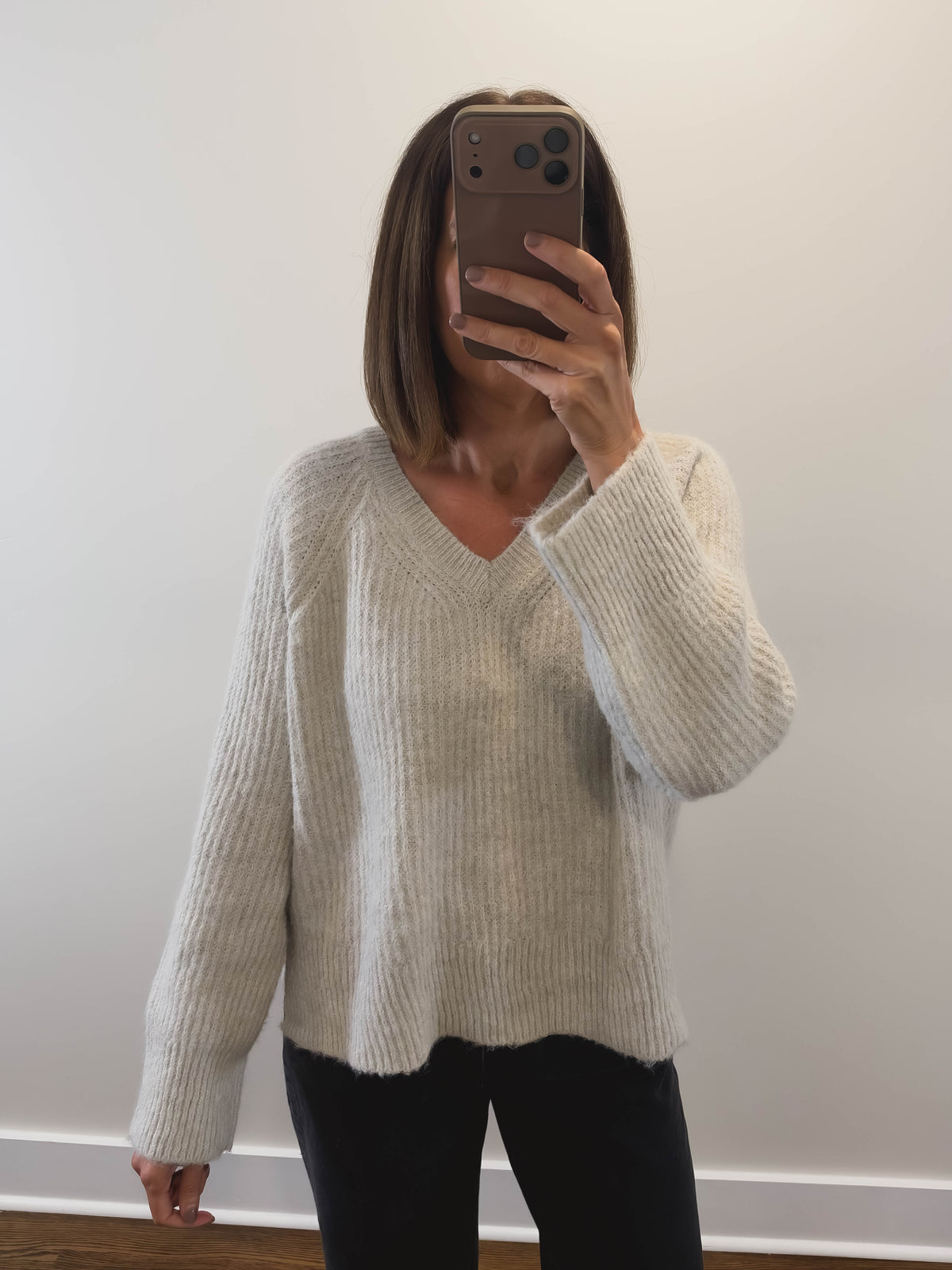 The Olivia Sweater in Light Grey