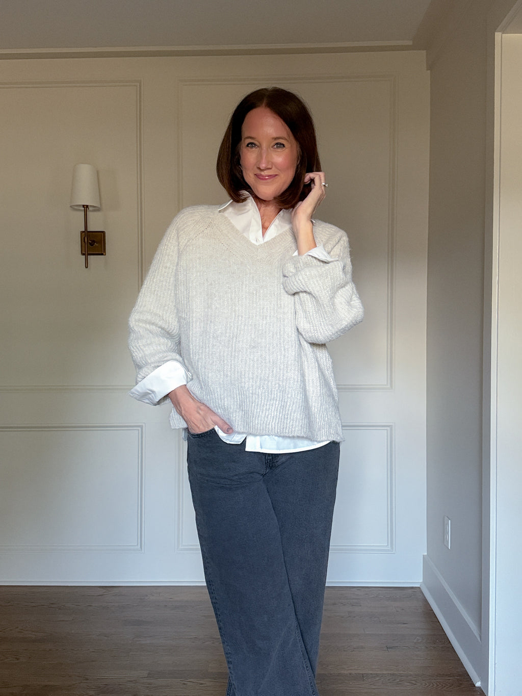 The Olivia Sweater in Light Grey