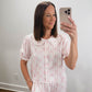 Floral Stripe Ruffle Collar Pajama Set