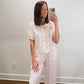 Floral Stripe Ruffle Collar Pajama Set