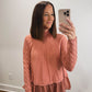 The Rosette Cable Knit Sweater in Dusty Rose