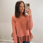 The Rosette Cable Knit Sweater in Dusty Rose