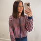 The Regatta Striped Zip Hoodie in Navy/Pink