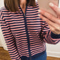 The Regatta Striped Zip Hoodie in Navy/Pink