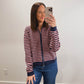 The Regatta Striped Zip Hoodie in Navy/Pink