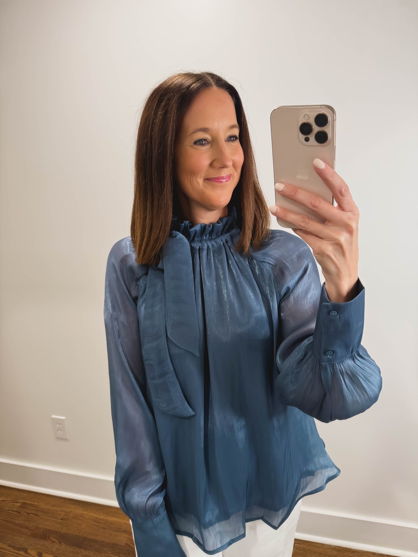 The Cornflower Ruffle Neck Blouse