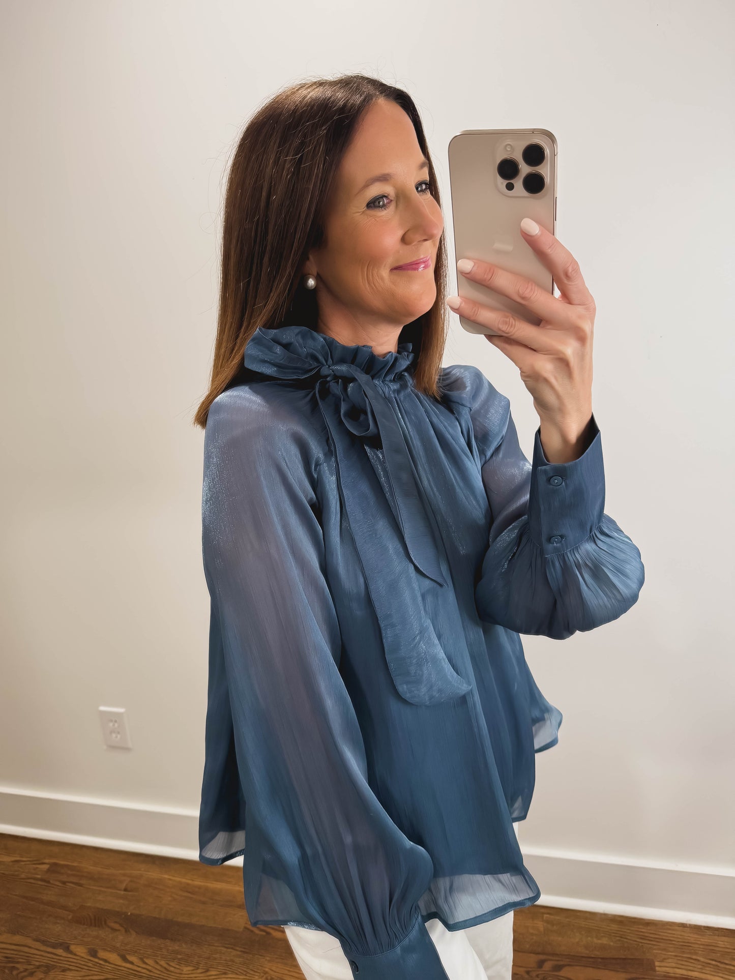 The Cornflower Ruffle Neck Blouse