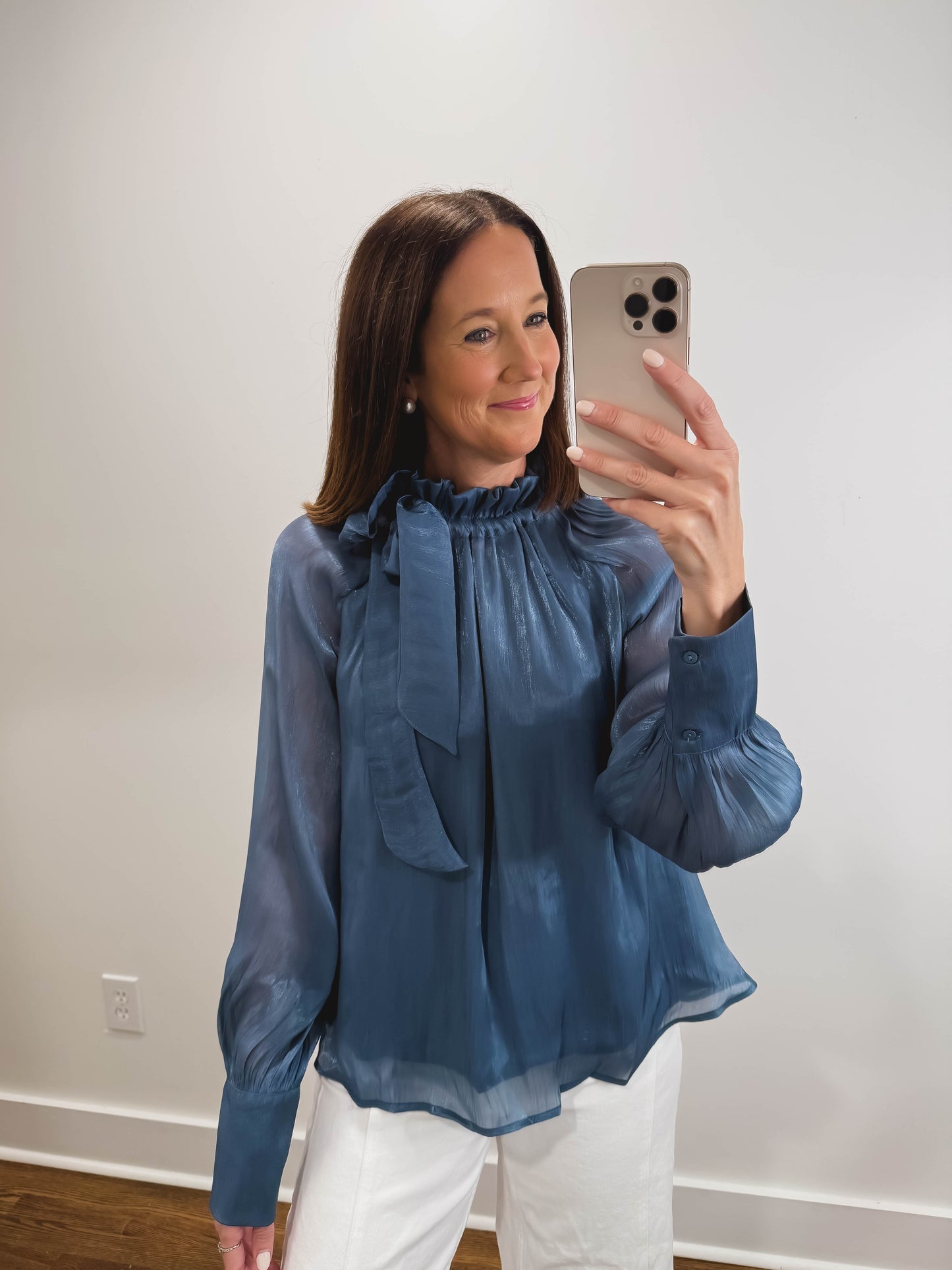 The Cornflower Ruffle Neck Blouse