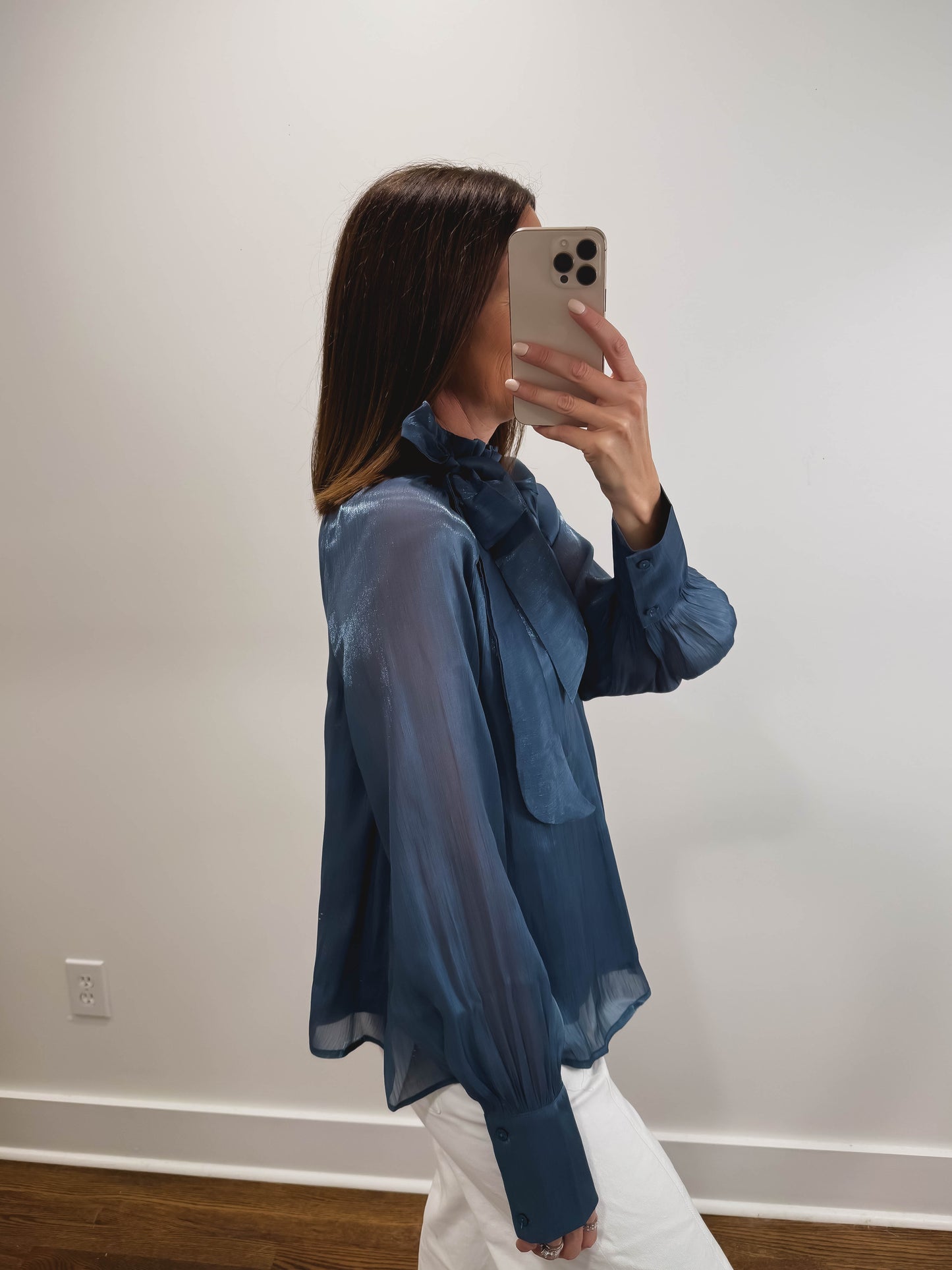 The Cornflower Ruffle Neck Blouse