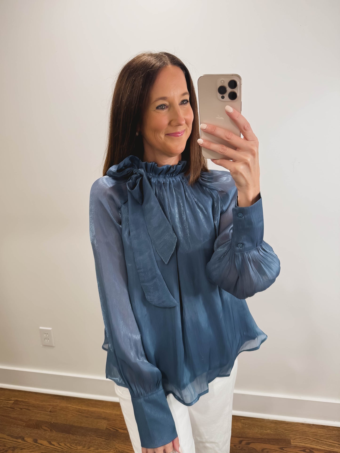The Cornflower Ruffle Neck Blouse