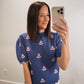The Juliet Floral Sweater in Blue