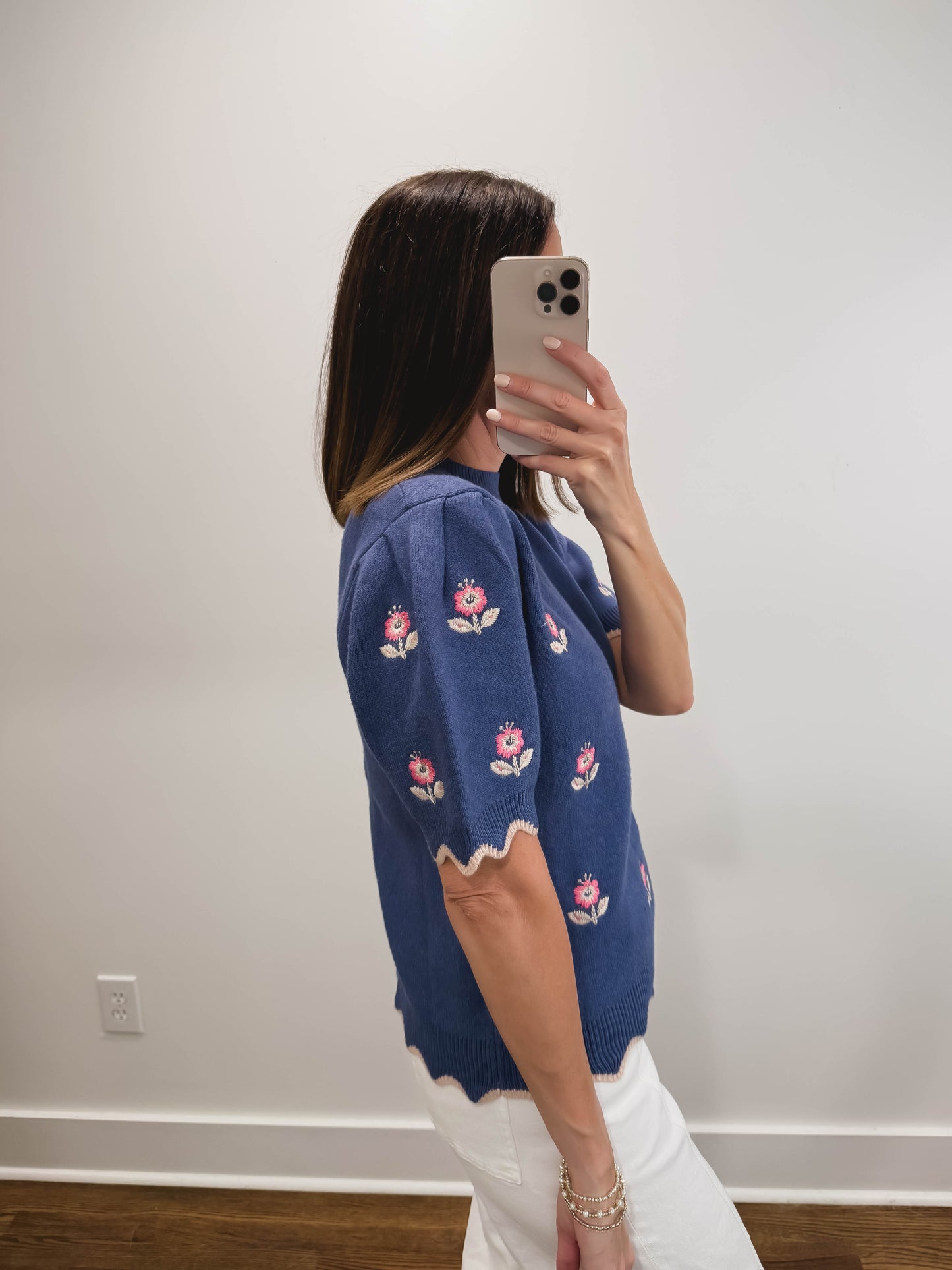 The Juliet Floral Sweater in Blue