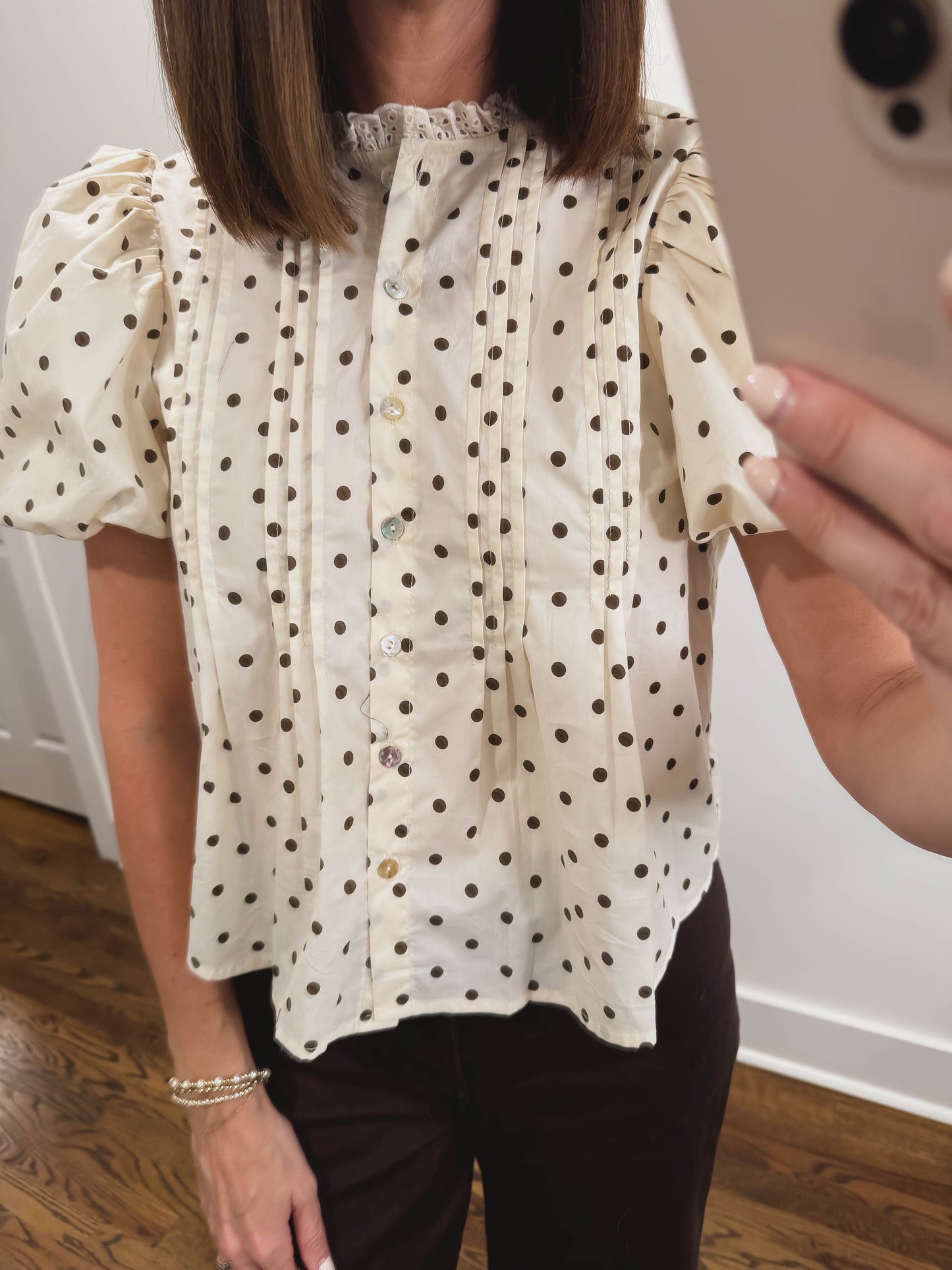 The Hazelnut Dot Blouse