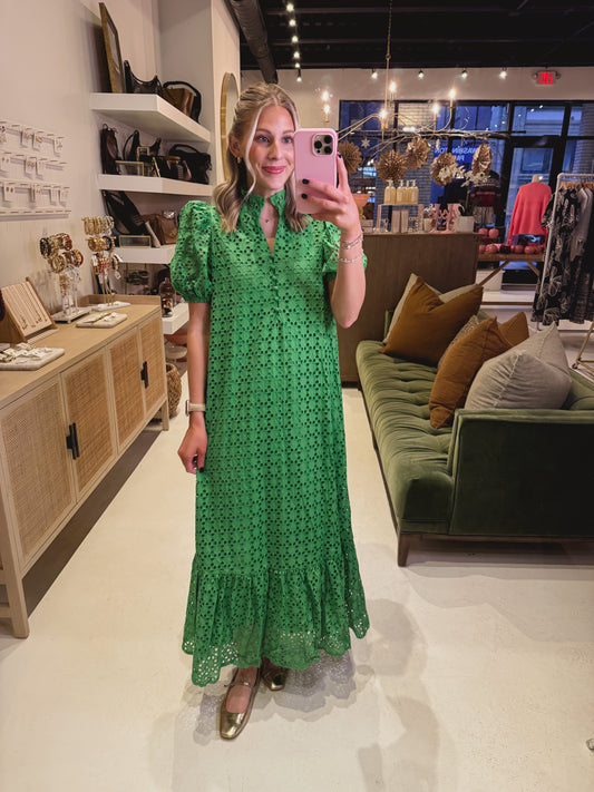 The Green 3D Floral Dress