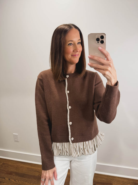 The Cider Stripe Trim Sweater