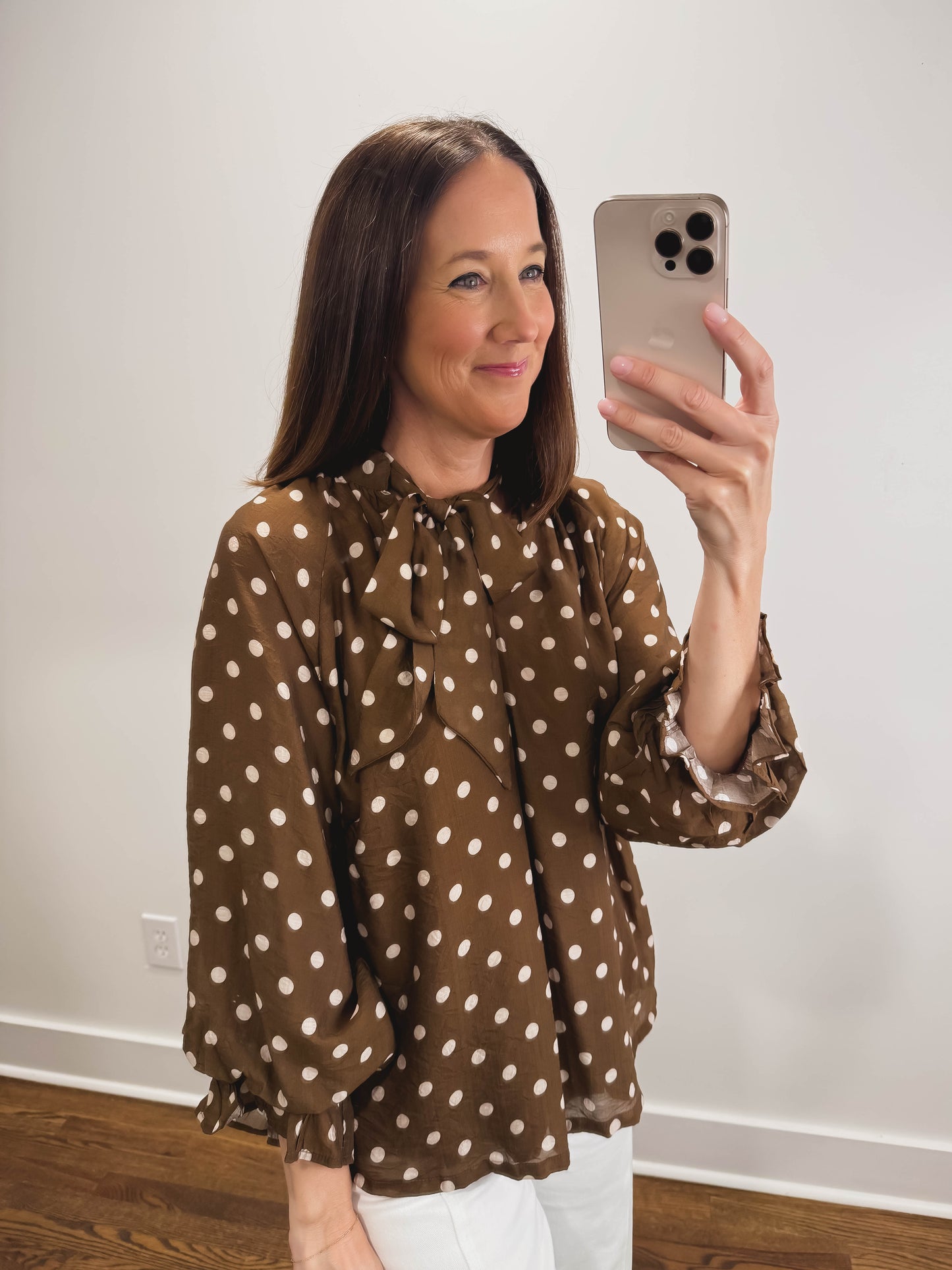 The Sienna Dot Tie Neck Top