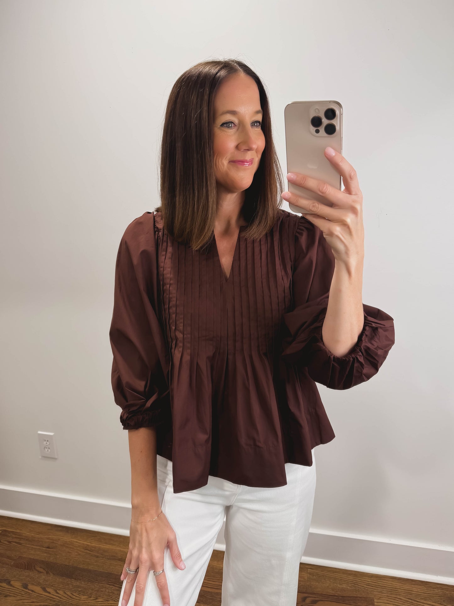 The Praline Pintuck Top
