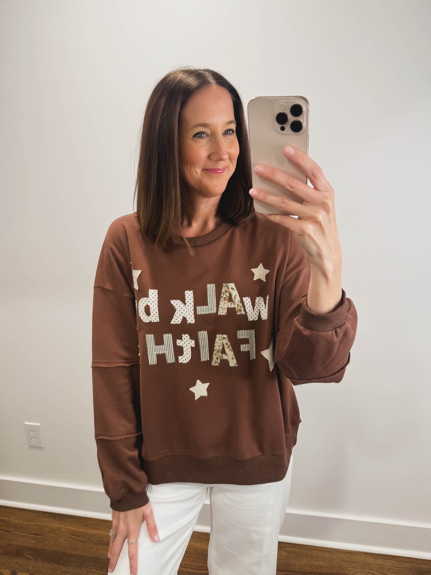 Walk by Faith Patchwork Sweatshirt