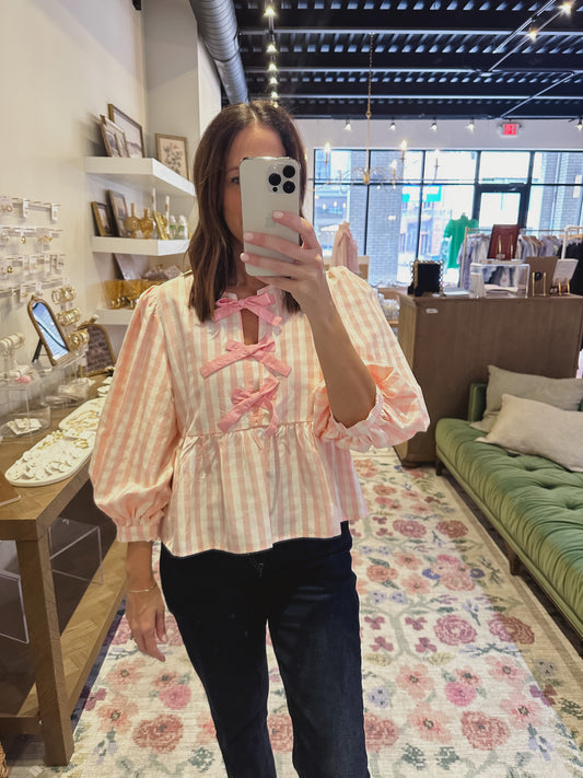 The Ellie Gingham Top in Pink