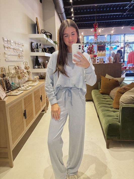 Cozy Ribbed Striped Bottoms in blue