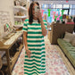 The Mabel Dress in Green and White