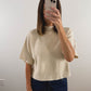The Ribbed Batwing Sweater in Cream