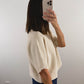 The Ribbed Batwing Sweater in Cream