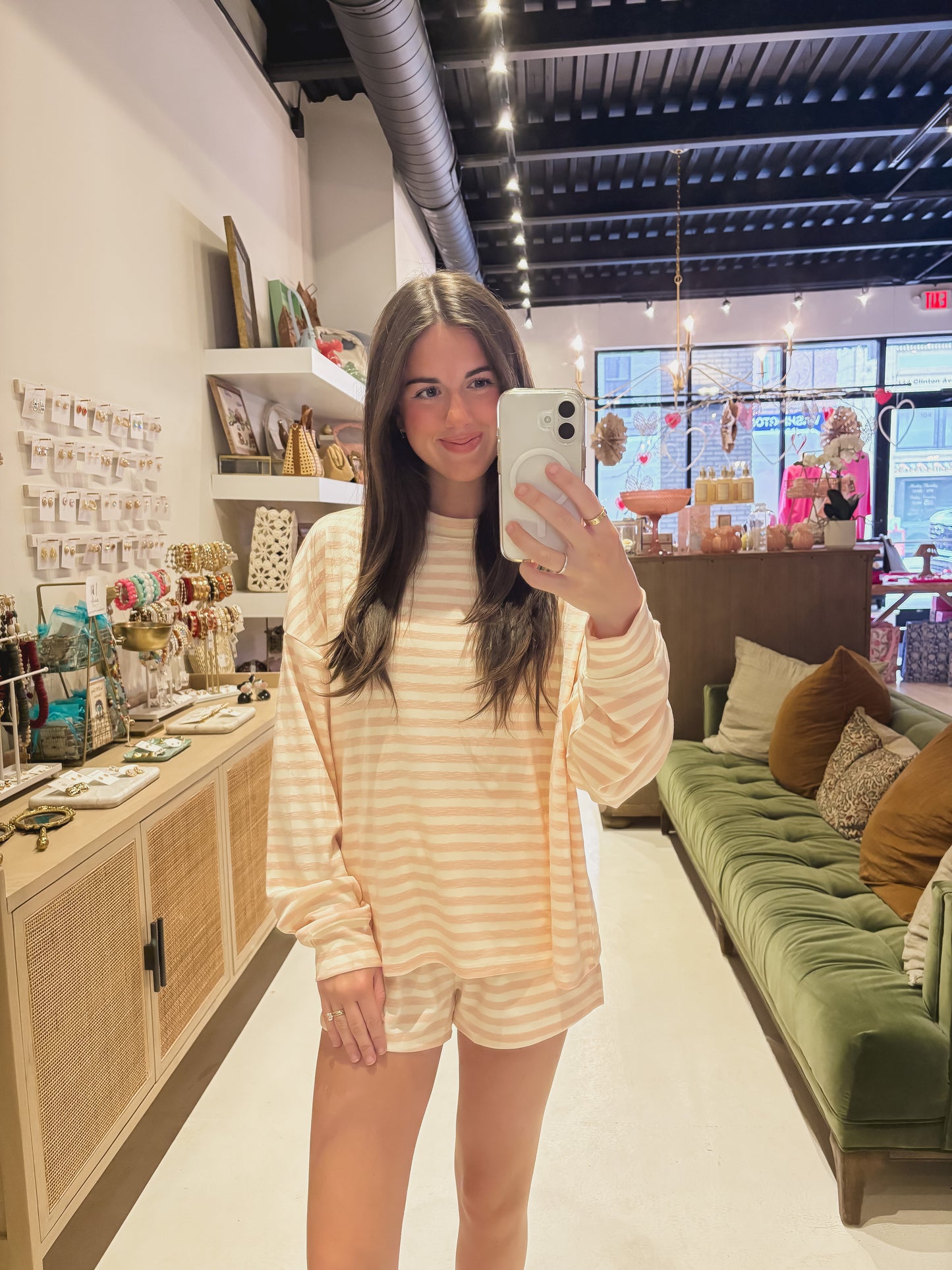 Pink Striped Long Sleeve Shirt