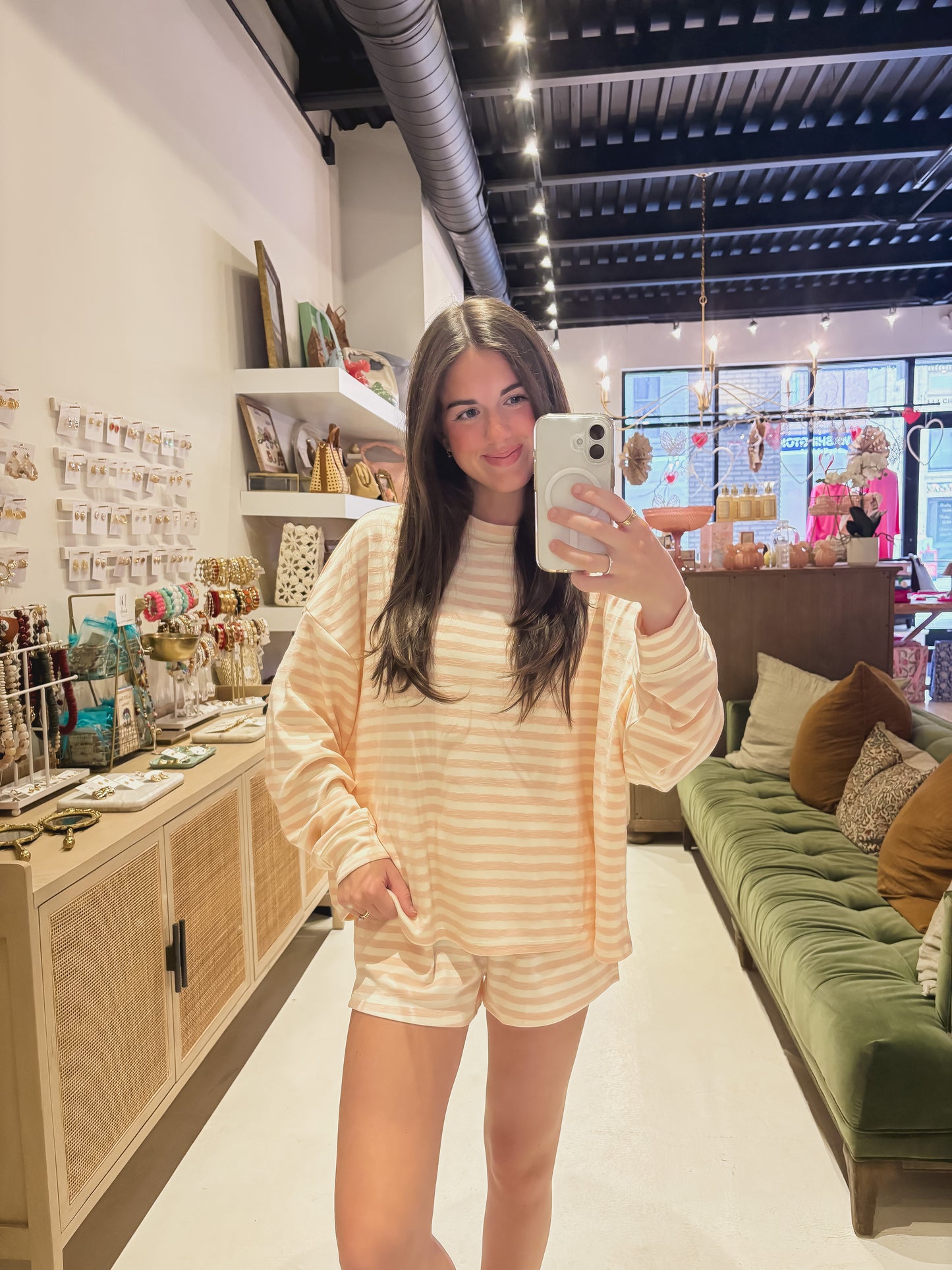 Pink Striped Long Sleeve Shirt