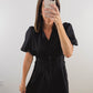 The Sable Dress | Black Cutwork Eyelet Mini Shirt Dress