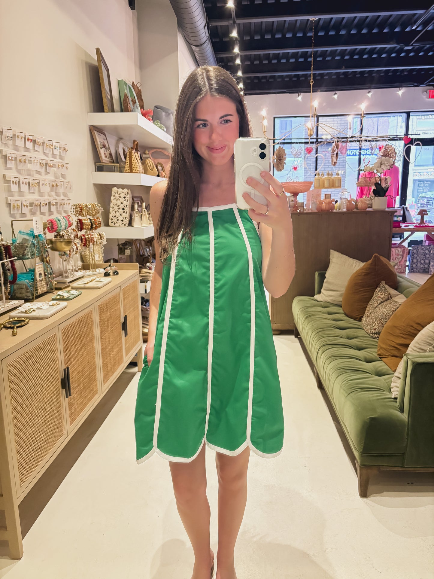 The Green Scalloped Bottom Dress