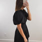 The Sable Dress | Black Cutwork Eyelet Mini Shirt Dress