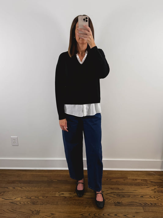 The Layered Ruffle Sweater in Black