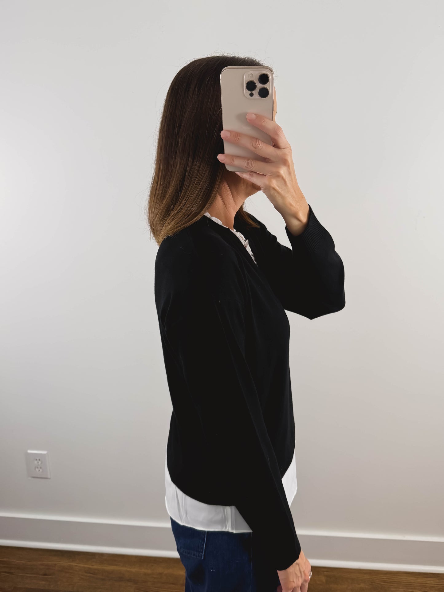 The Layered Ruffle Sweater in Black