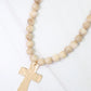 Bakersfield Beaded Cross Necklace Natural