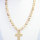 Bakersfield Beaded Cross Necklace Natural