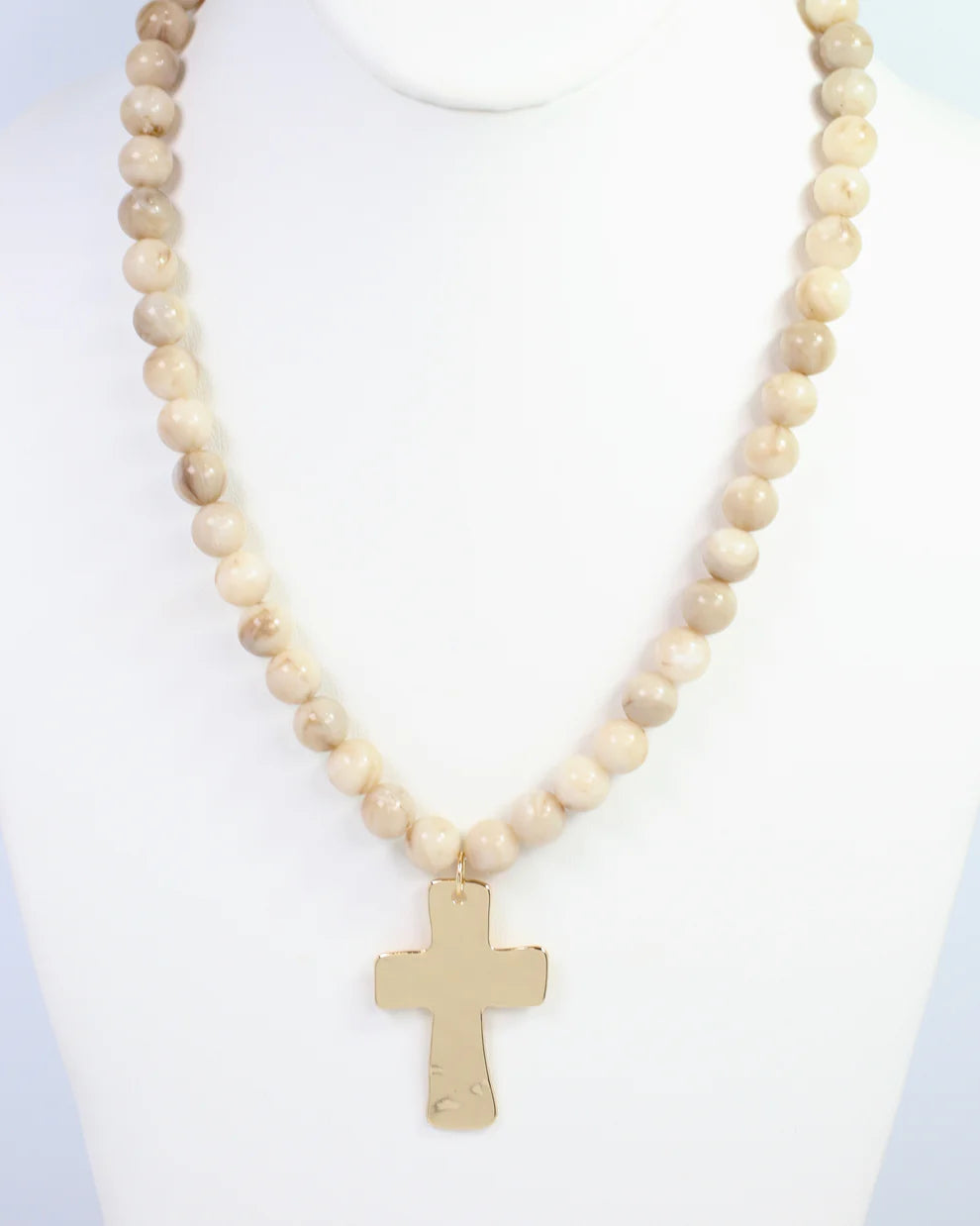 Bakersfield Beaded Cross Necklace Natural