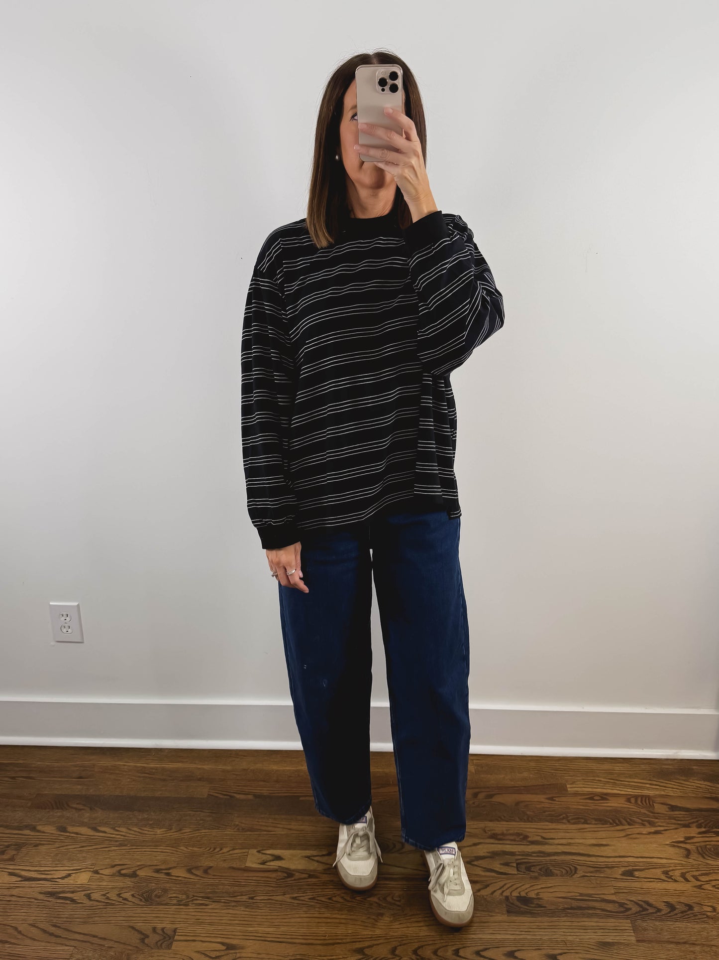The Striped Boyfriend Top in Black