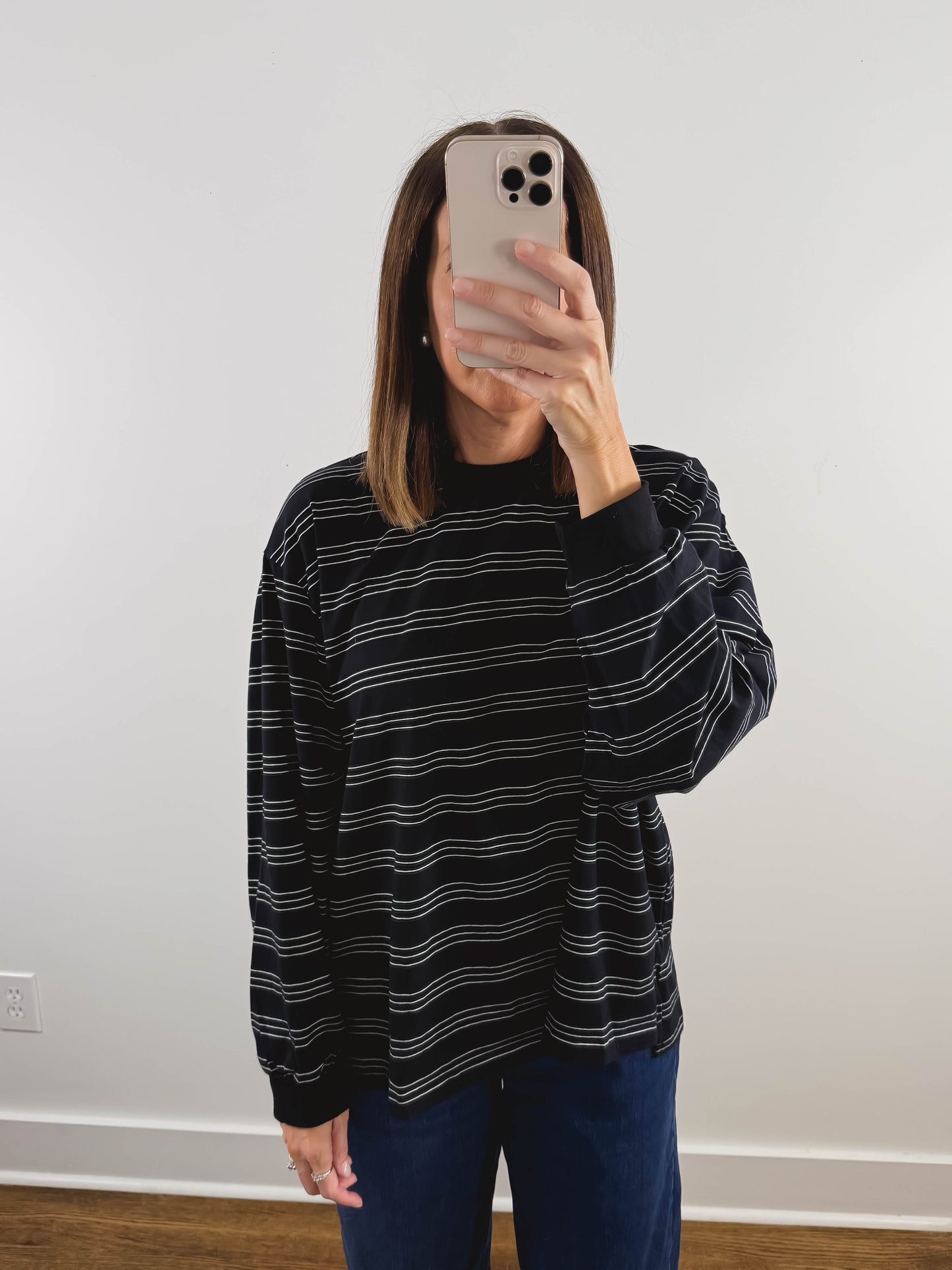The Striped Boyfriend Top in Black