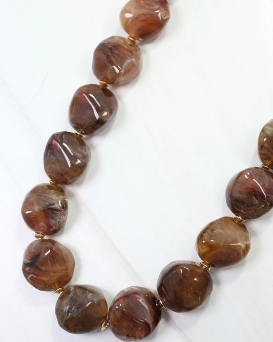 Shelbyville Large Stone Necklace Brown