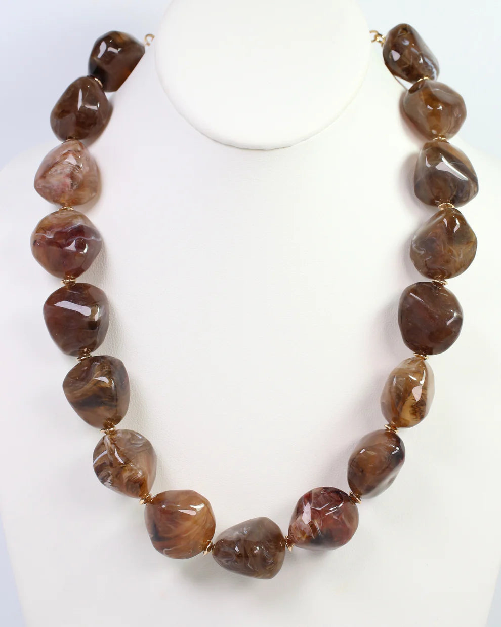 Shelbyville Large Stone Necklace Brown