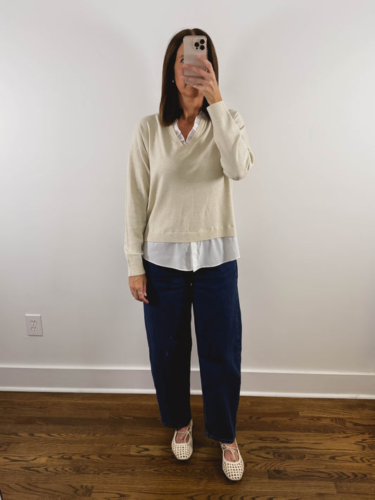 The Layered Ruffle Sweater in Cream
